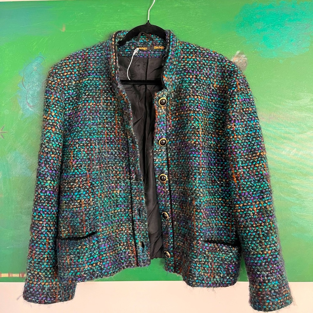 Chanel style multicolored tweed jacket with a wool blend by Chloe couture